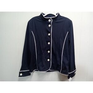 Draper'S And Damon'S Womens Navy/White Button Up Jacket (Size Large) Nwt